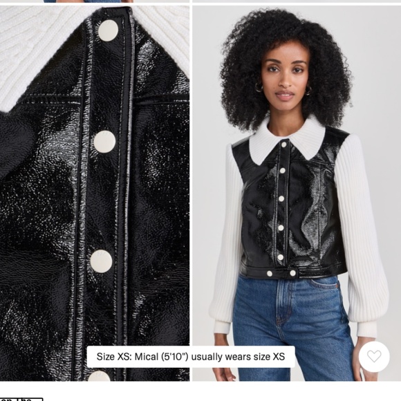 NEW WITH TAGS Cinq a Sept Knit Sleeve Ciara Jacket/XXS/XS Black& ivory - Picture 4 of 16